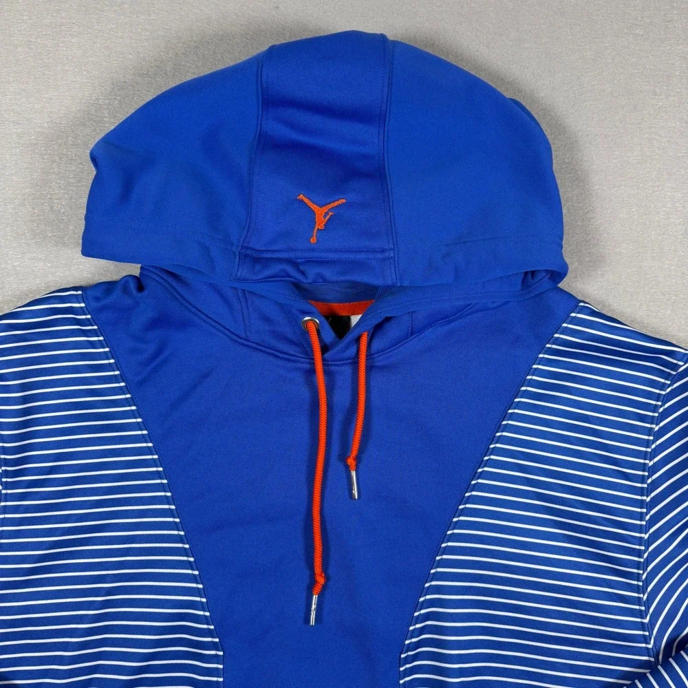 Jordan‎ Melo M7 Hoodie Mens XL Blue Striped Pullover Jumpman Performance Y2K